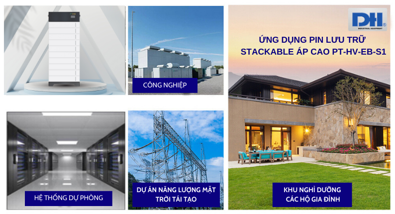 Ứng dụng Pin lưu trữ năng lượng mặt trời Stackable áp cao