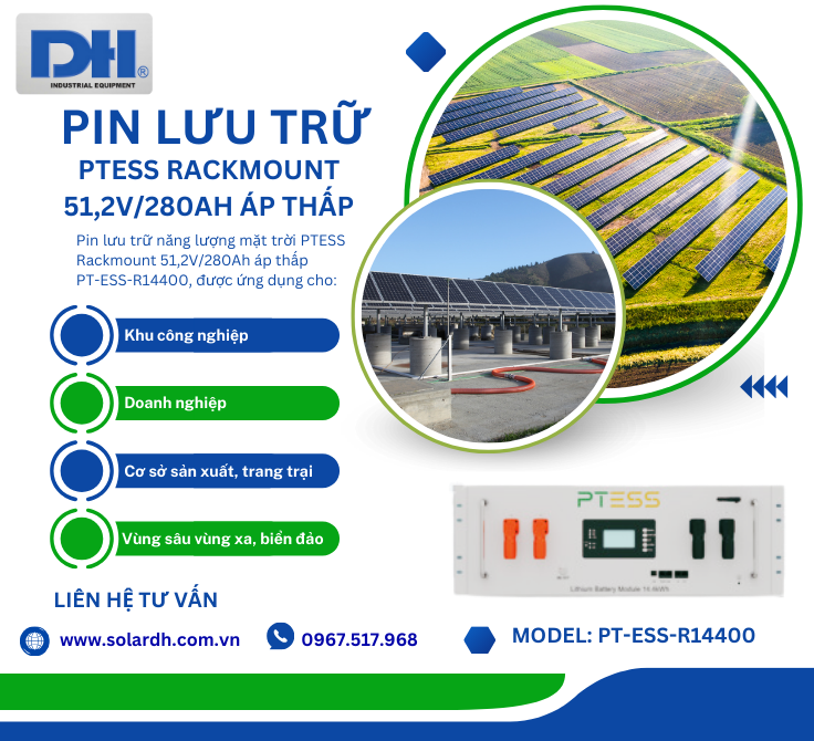 Ứng dụng Pin lưu trữ PTESS Rackmount 51,2V/280AH