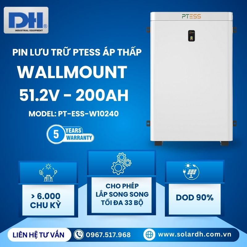 Pin lưu trữ PTESS Wallmount 51.2V/200Ah