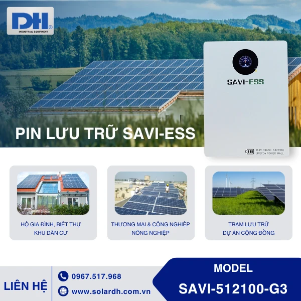 Ứng dụng Pin lưu trữ điện mặt trời SAVI-ESS 100Ah