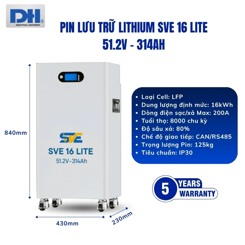 Thông số kỹ thuật SVE 16 LITE 314Ah