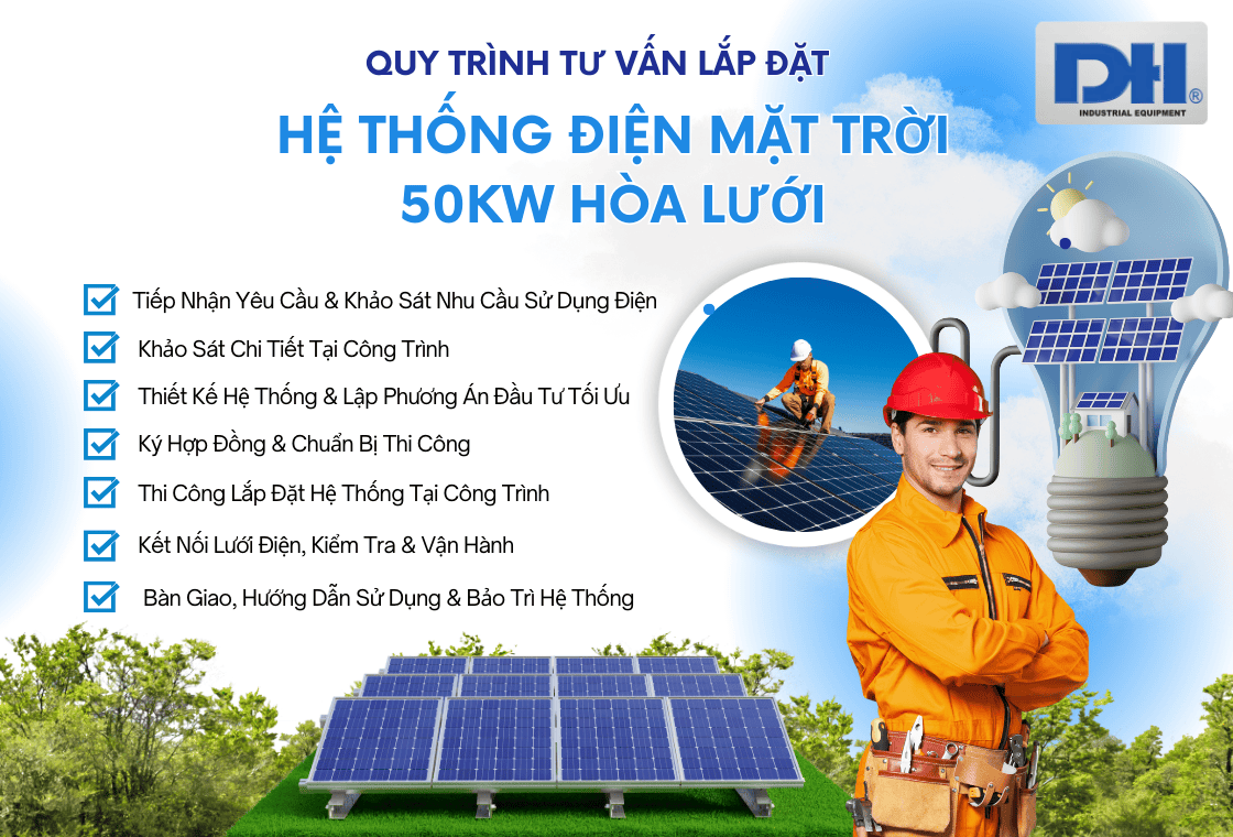Quy trình tư vấn lắp đặt hệ thống điện mặt trời 50kW