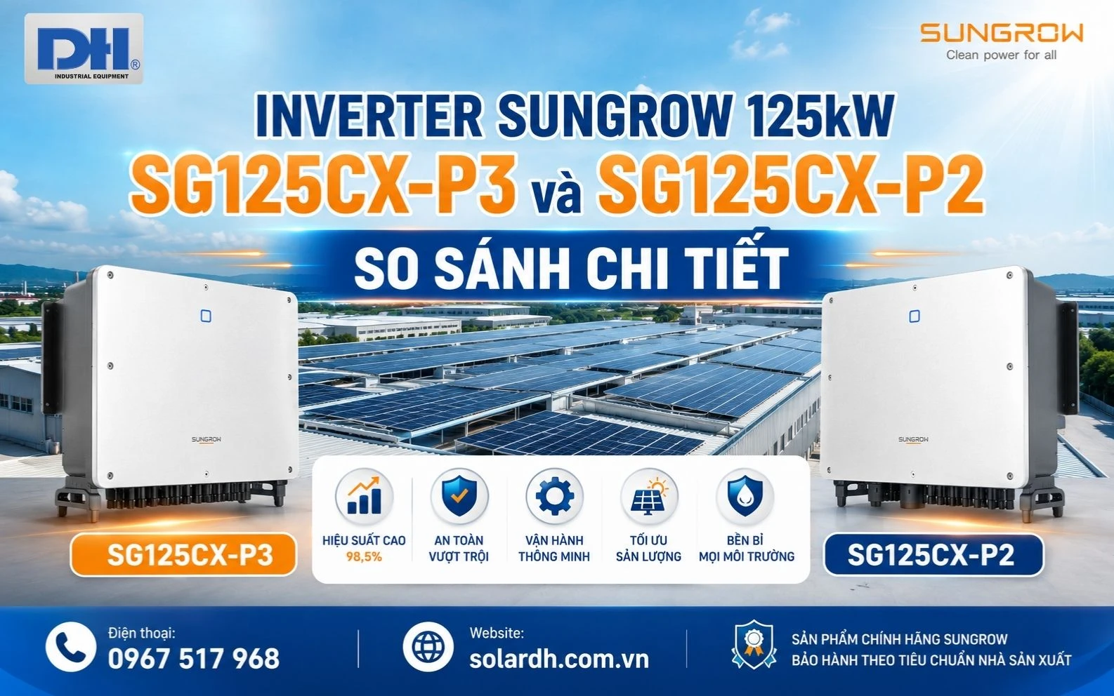 So sánh Inverter Sungrow 125kW