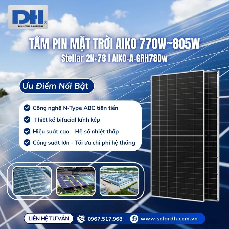 Ưu điểm nổi bật tấm Pin mặt trời Aiko công suất lớn