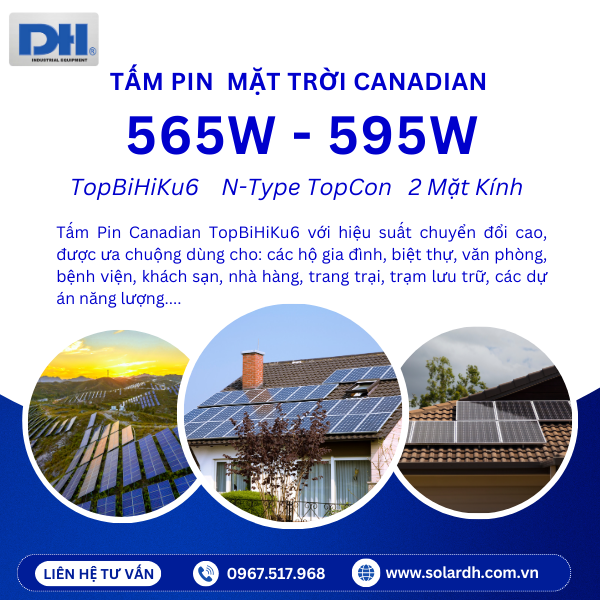 Ứng dụng tấm Pin Canadian 565W-595W