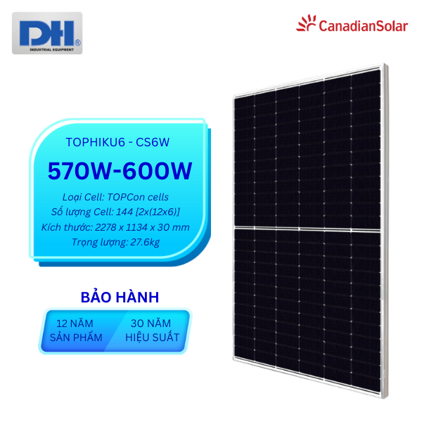 Tấm Pin Canadian 580W N-Type TopHiKu6