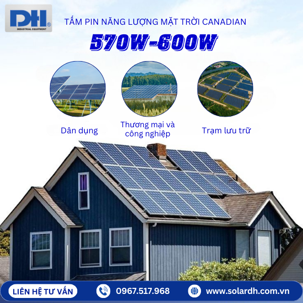 Ứng dụng tấm Pin Canadian 580W N-type