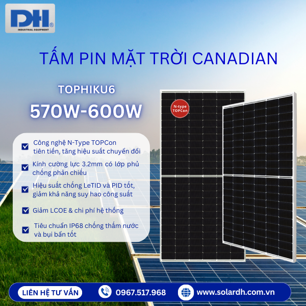 Ưu điểm nổi bật của tấm Pin Canadian 580W