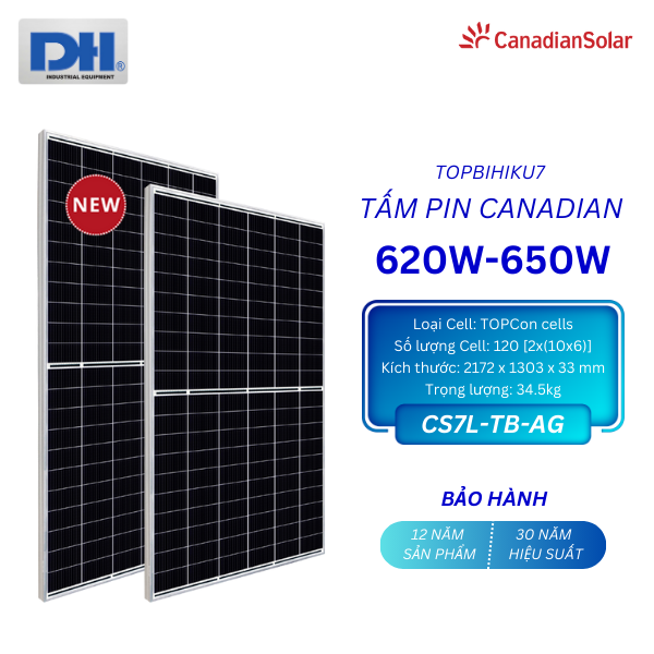 Tấm Pin Canadian 625W N-Type