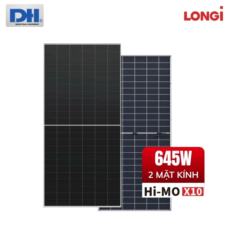 Tấm Pin Longi Hi-MO X10 645W 2 mặt kính