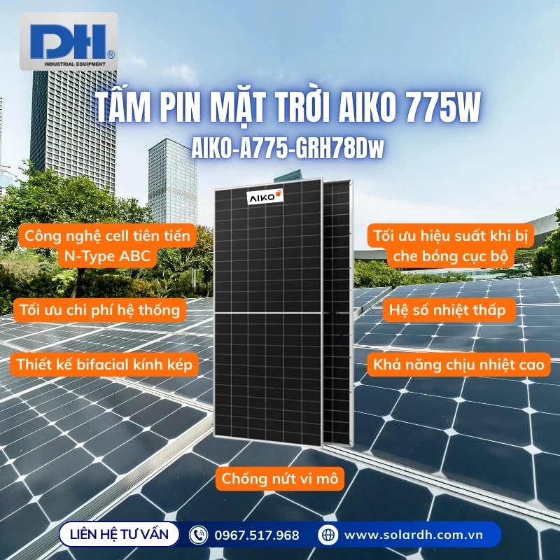 Công nghệ nổi bật tấm pin Aiko 775W