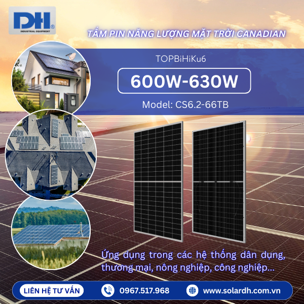 Ứng dụng của tấm Pin mặt trời Canadian 630W