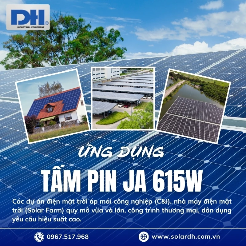 Ứng dụng tấm Pin mặt trời JA 615W