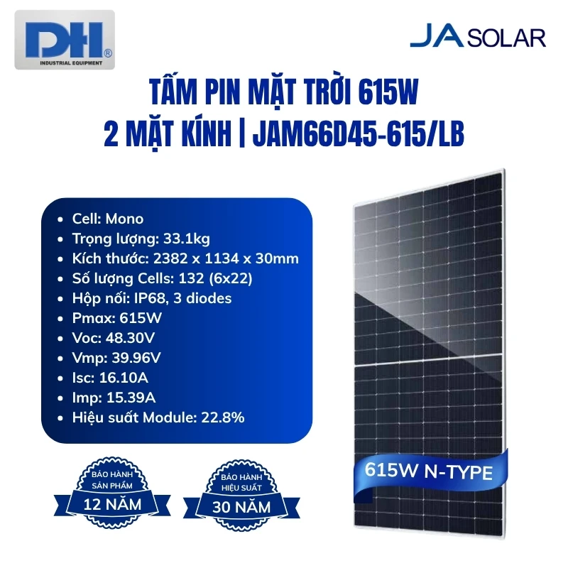 Thông số kỹ thuật JA Solar 615W