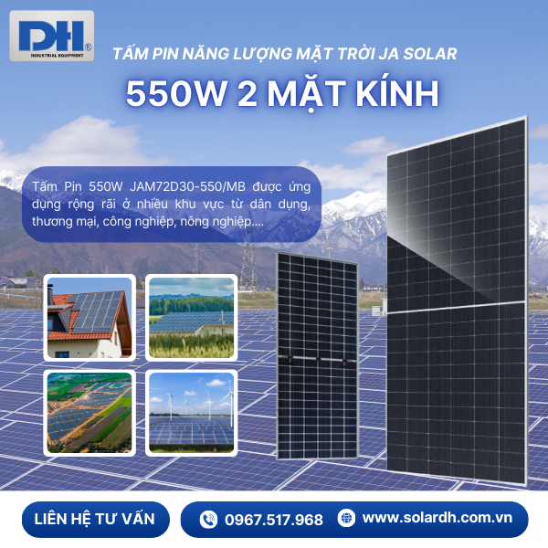 Ứng dụng của tấm Pin mặt trời JA Solar 550W 2 mặt kính
