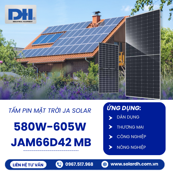 Ứng dụng của tấm Pin mặt trời JA Solar 580W-605W