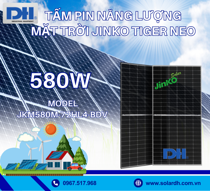 Tấm pin năng lượng mặt trời Jinko 580W Tiger Neo