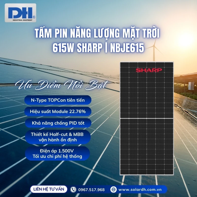 Ưu điểm nổi bật tấm pin năng lượng mặt trời 615W Sharp