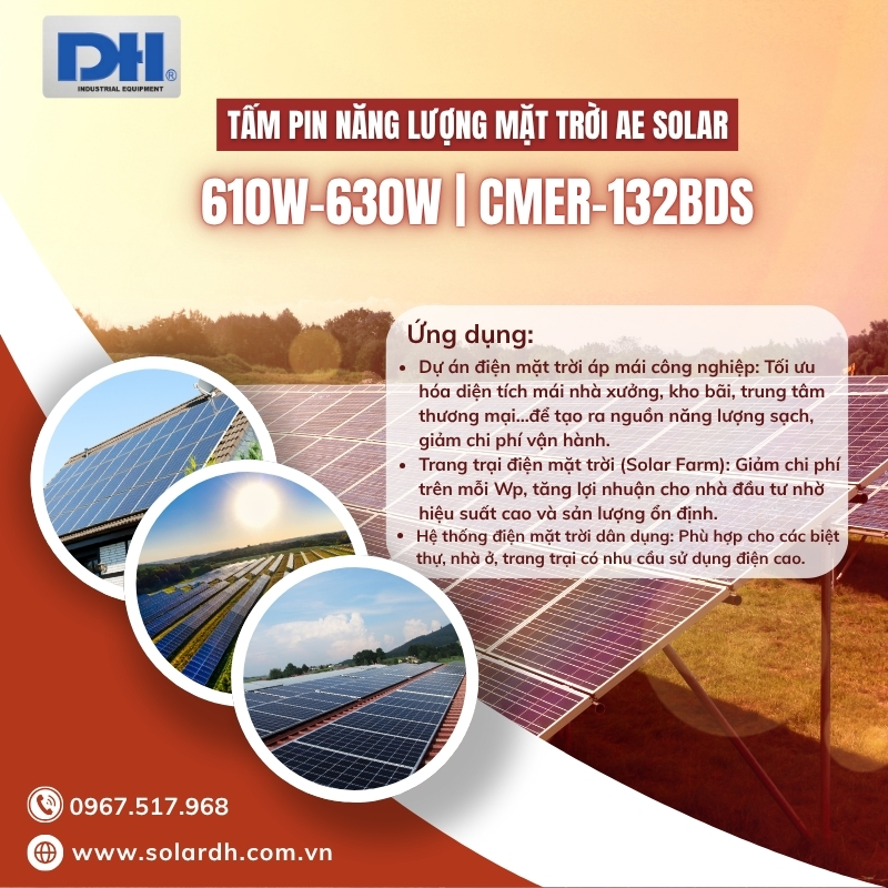 Ứng dụng tấm Pin mặt trời 610W CMER-132BDS