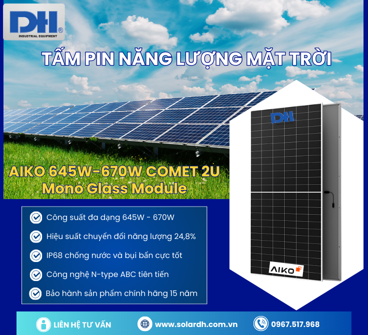 Ưu điểm của tấm Pin năng lượng Aiko 645W-670W