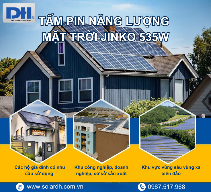 Ứng dụng tấm Pin năng lượng mặt trời Jinko 535W