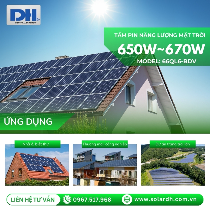 Ứng dụng tấm pin năng lượng mặt trời Jinko 660W