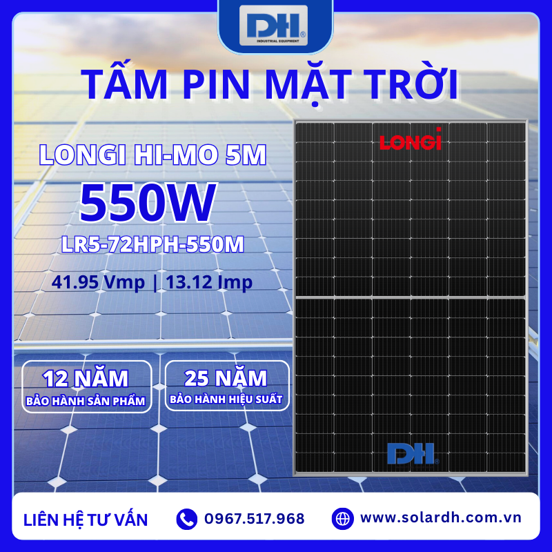 Tấm Pin năng lượng mặt trời Longi 550W