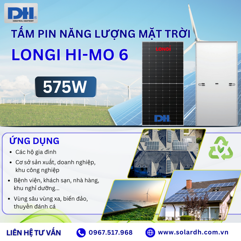 Ứng dụng của tấm Pin năng lượng Longi 575W