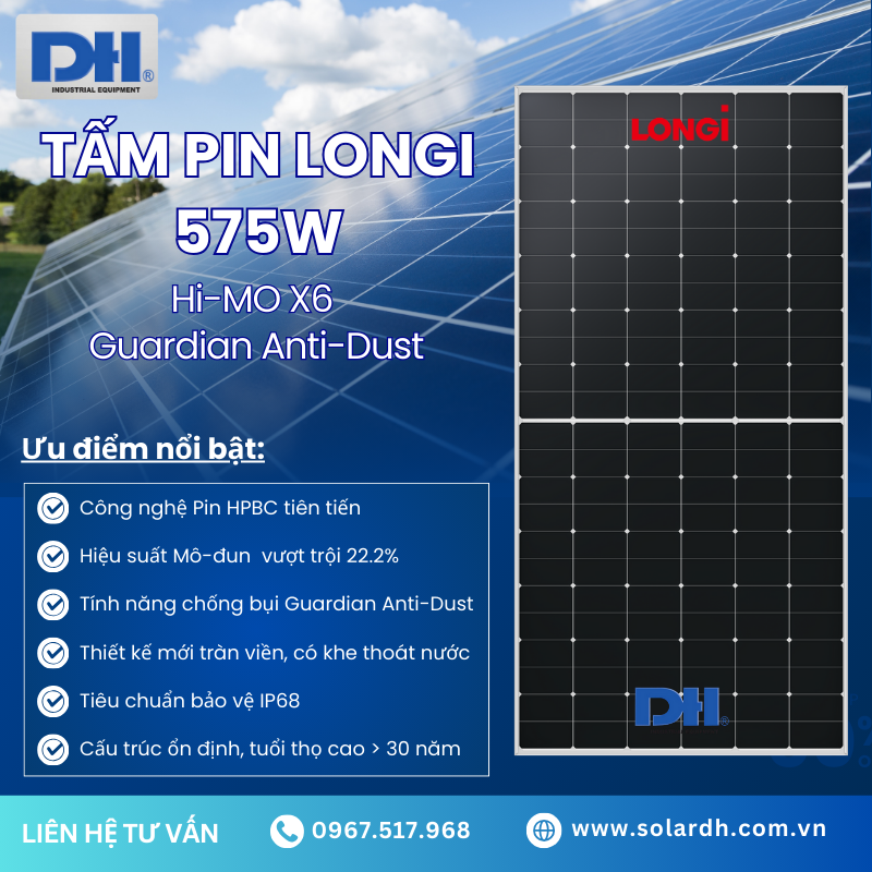 Các ưu điểm nổi bật của tấm Pin Longi 575W Hi-MO X6