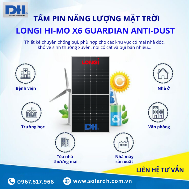 Tấm Pin mặt trời Longi Hi-MO X6 phù hợp lắp đặt ở nhiều khu vực