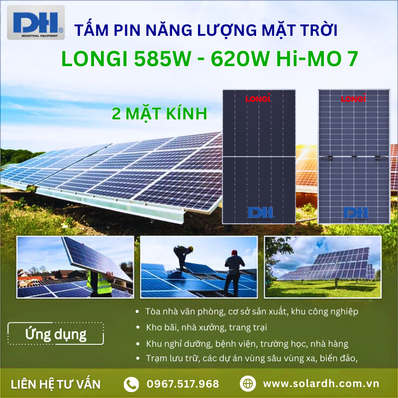 Ứng dụng của tấm Pin năng lượng Longi 595W