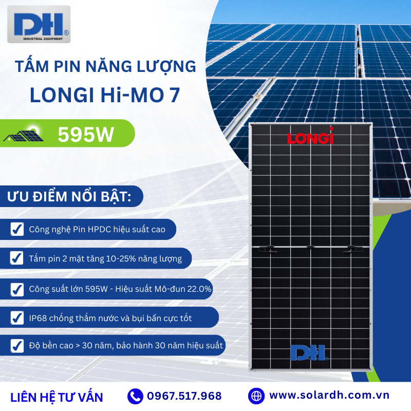 Các ưu điểm nổi bật của tấm Pin Longi 595W