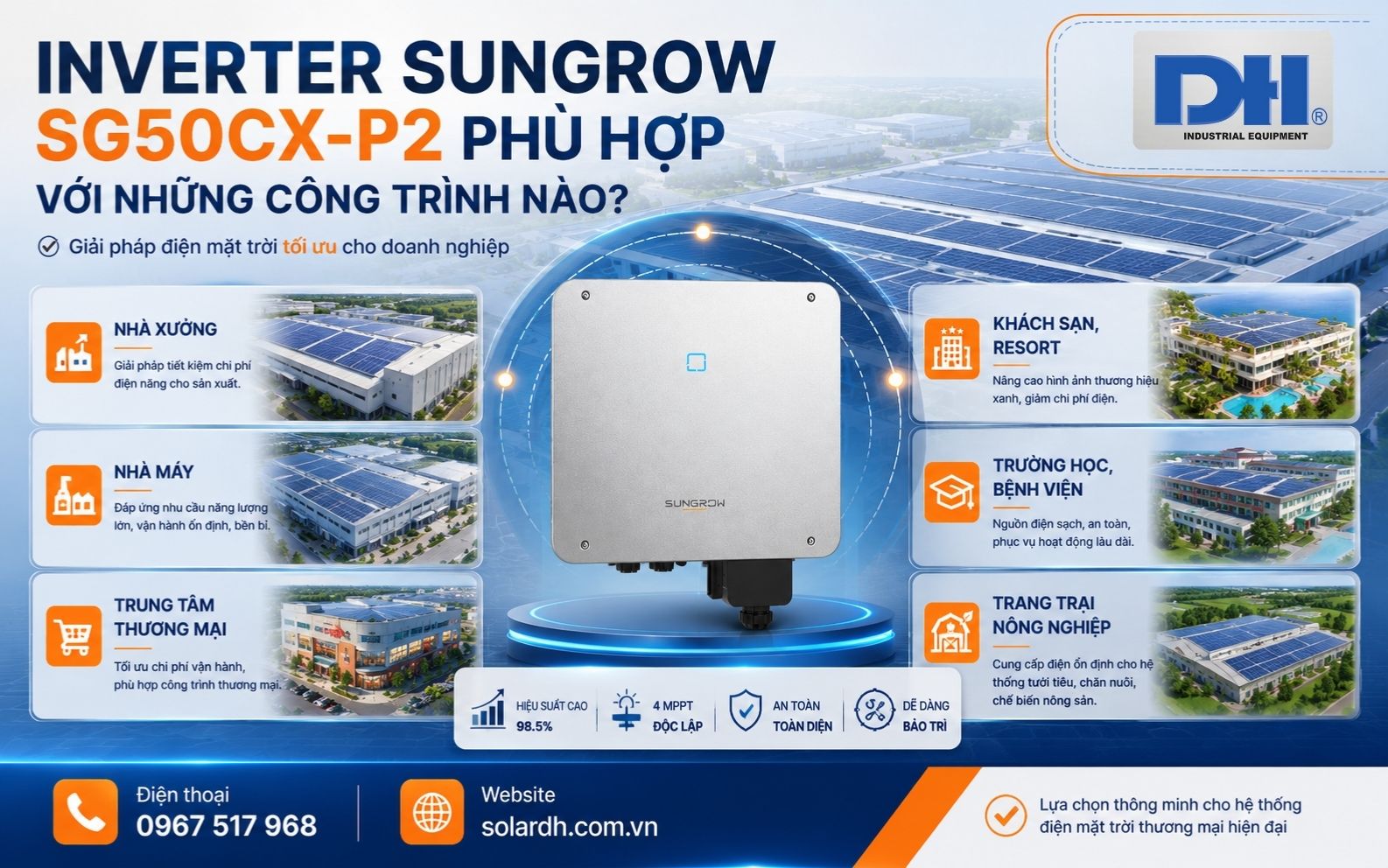 Ứng dụng Inverter Sungrow 50kW SG50CX-P2