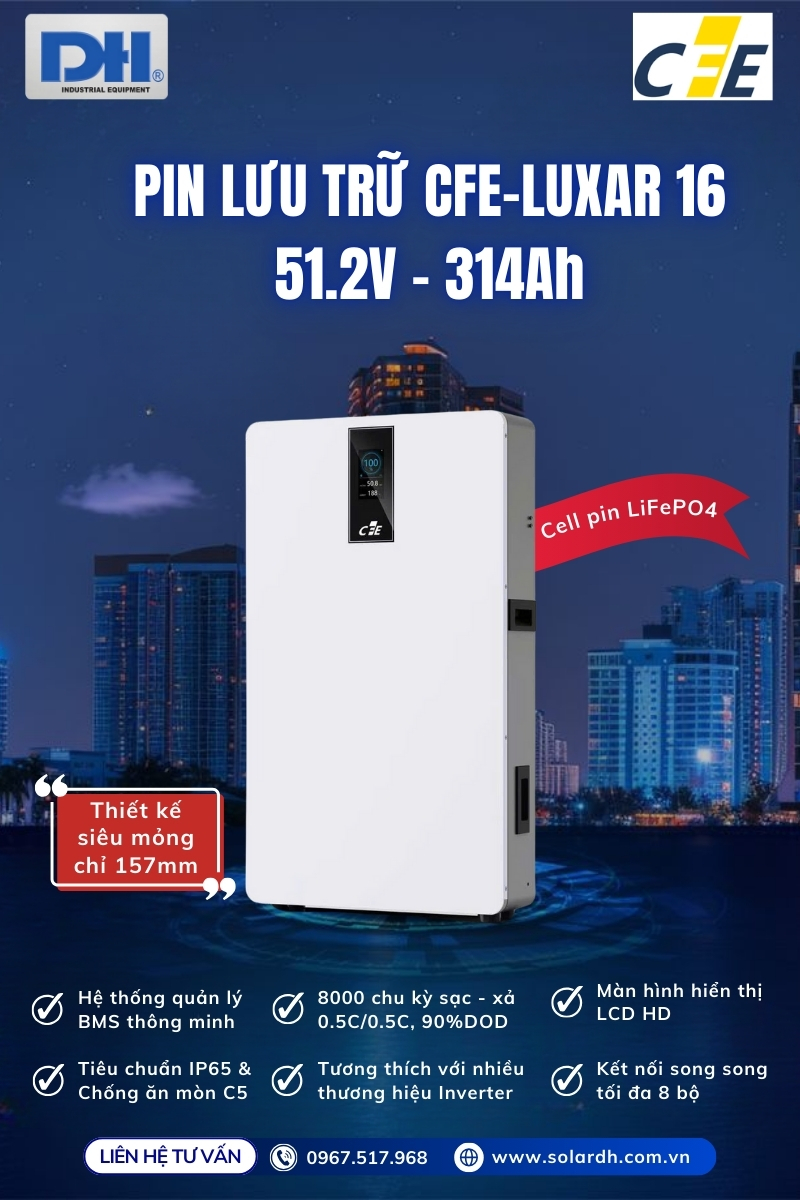 Tính năng nổi bật pin lưu trữ điện mặt trời CFE-LUXAR 16