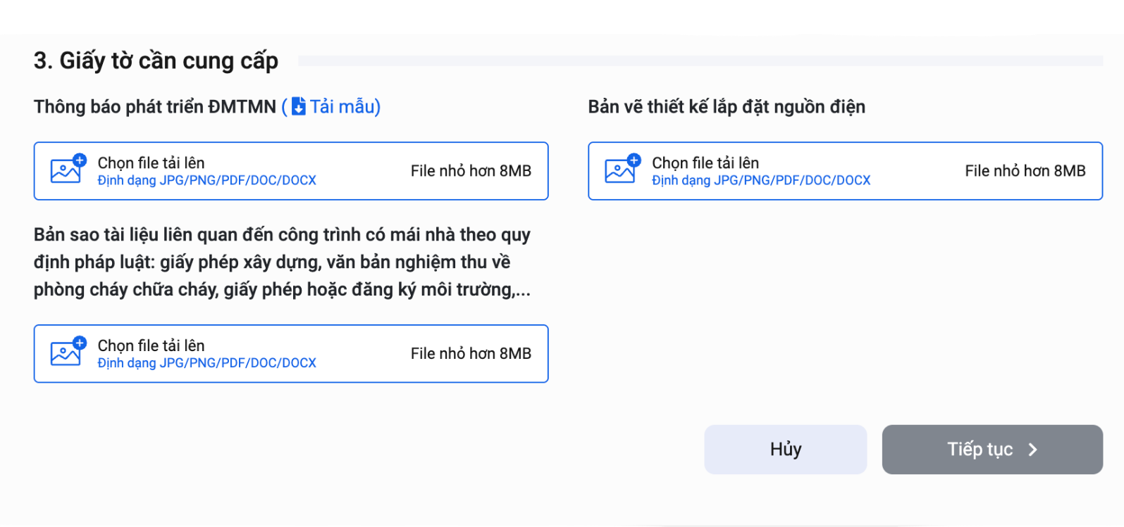 Tải các hồ sơ theo yêu cầu