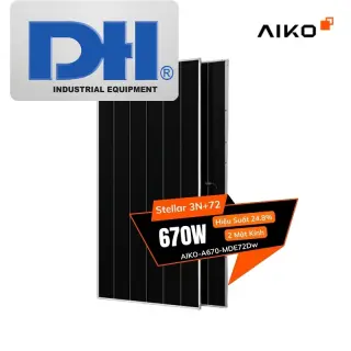 Pin Năng Lượng Mặt Trời 670W Aiko 2 Mặt K&iacute;nh Hiệu Suất 24.8%