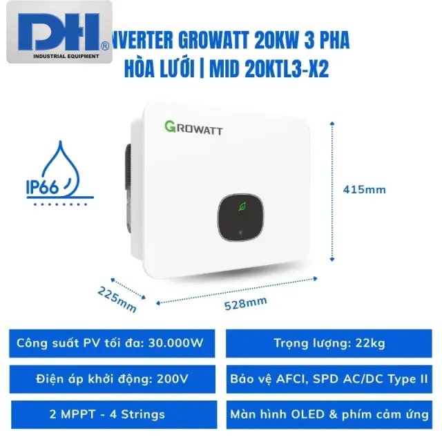 Inverter Growatt 20kW 3 Pha Hòa Lưới MID 20KTL3-X2