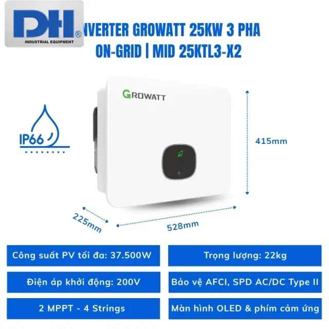 Inverter Growatt 25kW 3 Pha Hòa Lưới MID 25KTL3-X2