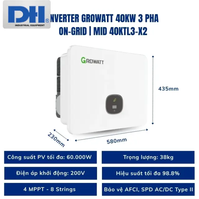 Inverter Growatt 40kW 3 Pha Hòa Lưới MID 40KTL3-X2