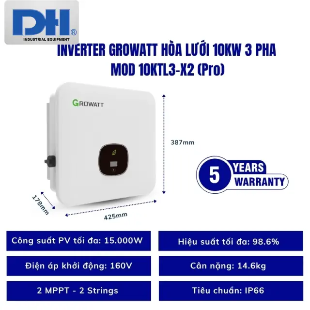 Inverter Growatt Hòa Lưới 10kW 3 Pha MOD 10KTL3-X2 (Pro)