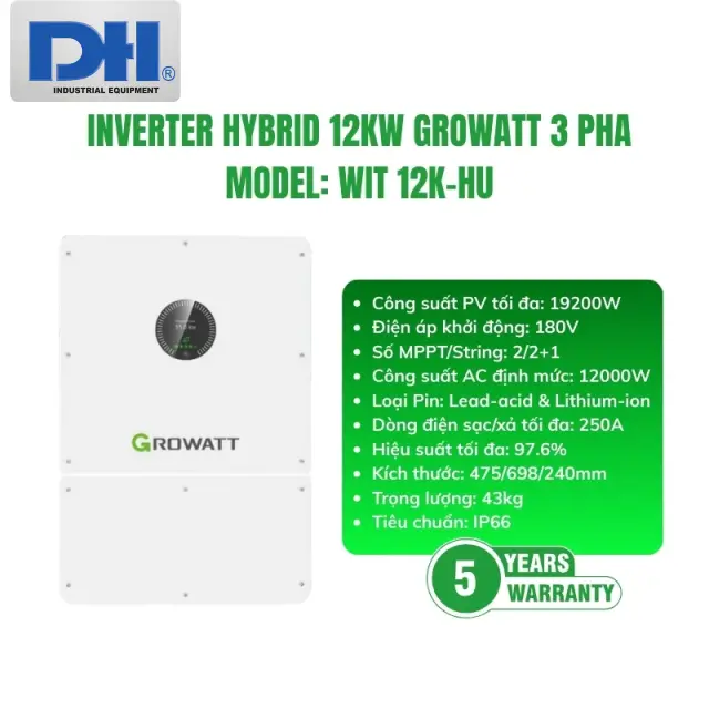 Inverter Hybrid 12kW 3 Pha Growatt WIT 12K-HU