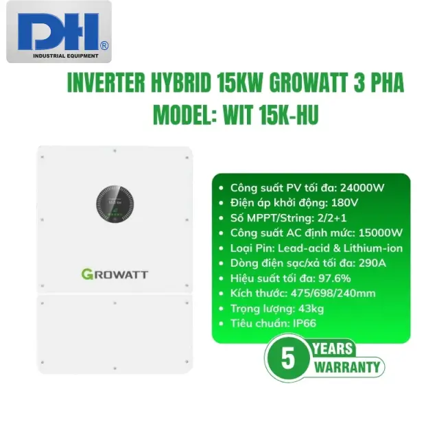 Inverter Hybrid 15kW 3 Pha Growatt WIT 15K-HU