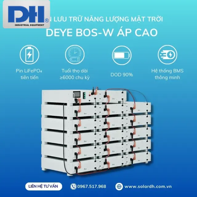 Pin Lưu Trữ Năng Lượng Mặt Trời Deye BOS-W | 51.2V-100Ah &Aacute;p Cao