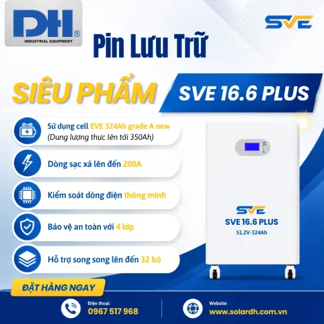 Pin Lưu Trữ Năng Lượng Mặt Trời SVE 16.6 PLUS | 51.2V 324Ah