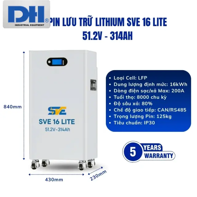 Pin lưu trữ SVE 16 LITE | Pin Lithium SVE 16kWh 51.2V-314Ah
