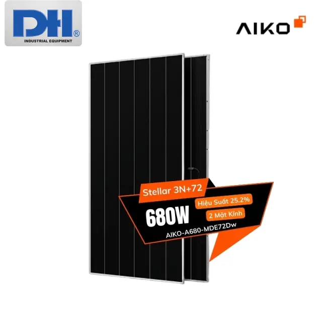 Pin Năng Lượng Mặt Trời 680W Aiko 2 Mặt K&iacute;nh Hiệu Suất 25.2%