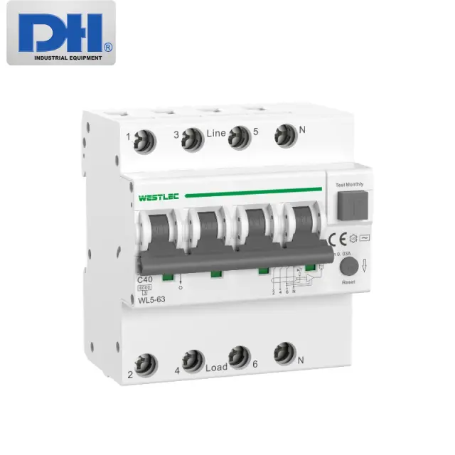 RCBO Westlec WL5-63 &ndash; Aptomat Chống Giật, Qu&aacute; Tải V&agrave; Ngắn Mạch