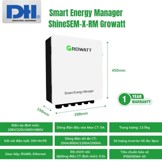 ShineSEM-X-RM Growatt - Thiết Bị Gi&aacute;m S&aacute;t Năng Lượng Th&ocirc;ng Minh 