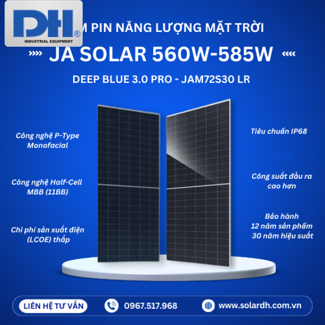 Tấm Pin JA Solar 570W P-Type 1 Mặt Kính | JAM72S30-570/LR