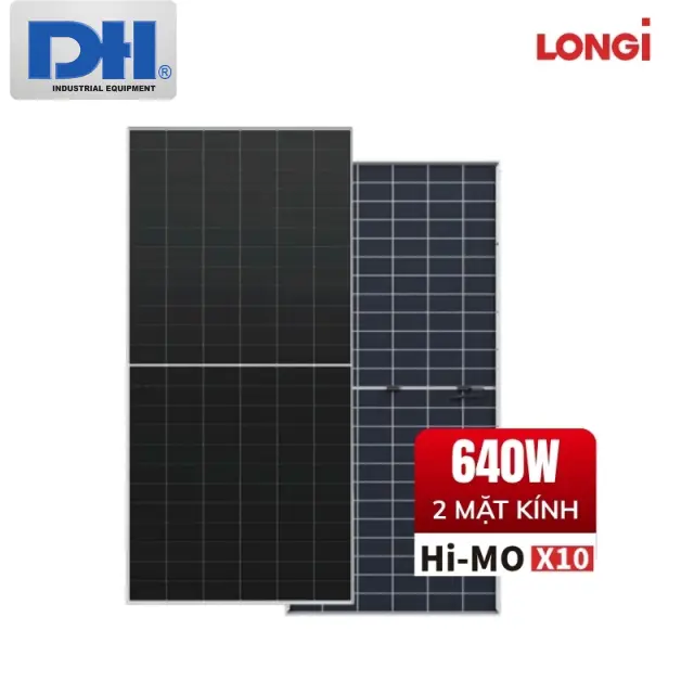 Tấm Pin LONGi Hi-MO X10 640W 2 Mặt Kính LR7-72HVD-640M